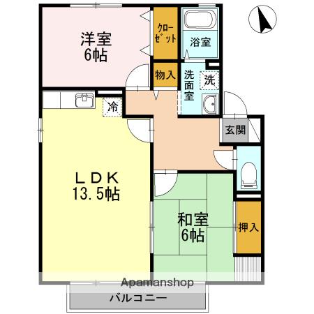 コンフォールコートA棟(2LDK/2階)の間取り写真