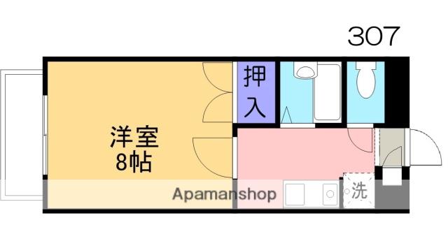 ピアコート(1K/3階)の間取り写真