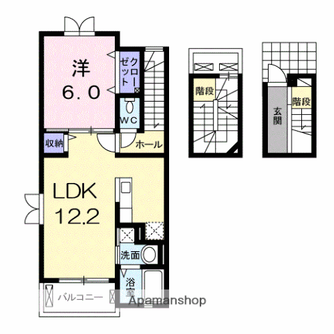 ラベンダーA(1LDK/3階)の間取り写真