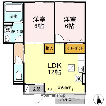 プロムナード07A(2LDK/1階)の間取り写真