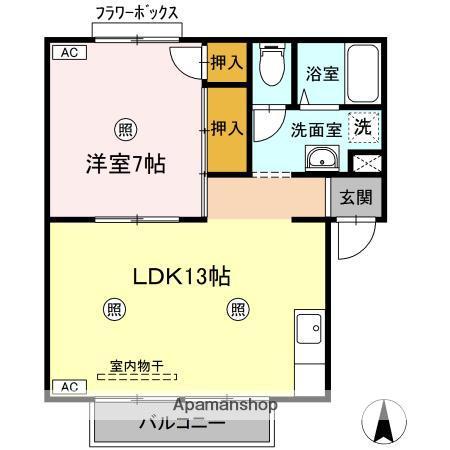 グリーンフィールドC棟(1LDK/2階)の間取り写真