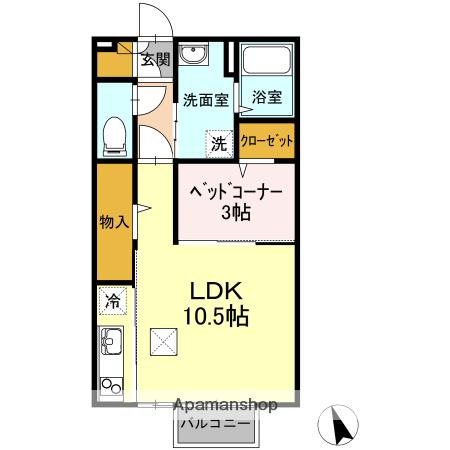レセンテG.T(1LDK/1階)の間取り写真