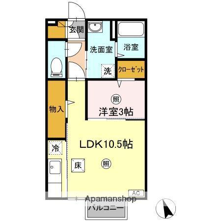 レセンテG.T(1LDK/1階)の間取り写真