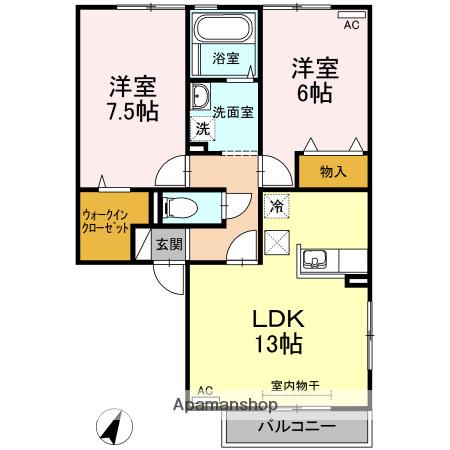 サンライト(2LDK/1階)の間取り写真