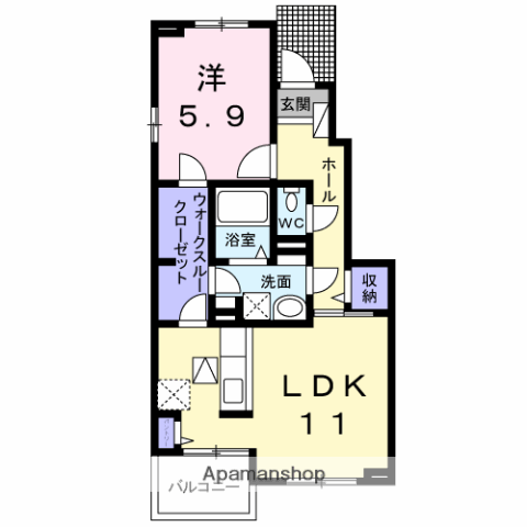 グランオリーゴ(1LDK/1階)の間取り写真