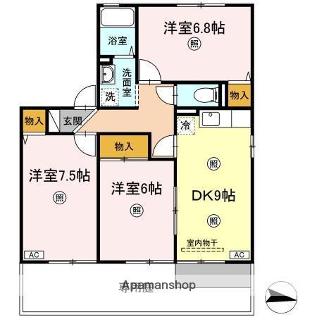 センチュリーヒル(3DK/1階)の間取り写真