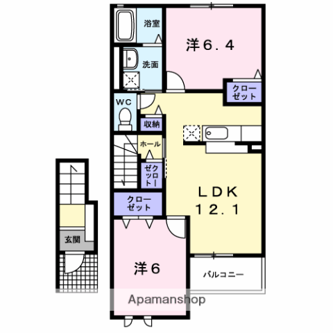 チェリーブロッサム(2LDK/2階)の間取り写真