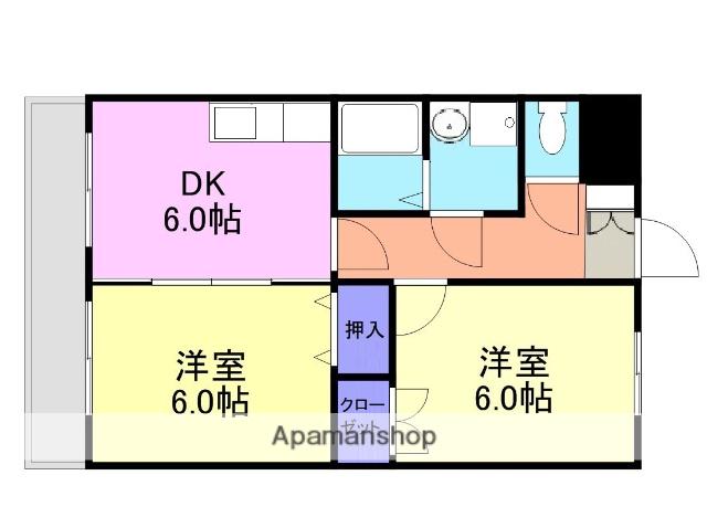 スカイマンションE棟(2DK/2階)の間取り写真