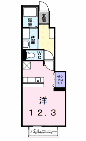 メゾンラフィネA(ワンルーム/1階)の間取り写真