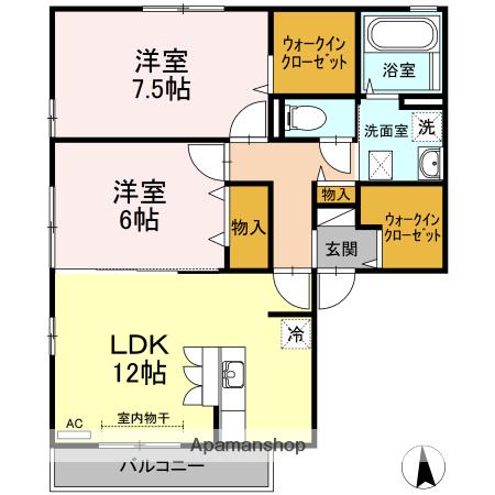 セントラルスクエア N棟(2LDK/2階)の間取り写真