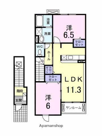 シュティル ブリーゼC(2LDK/2階)の間取り写真