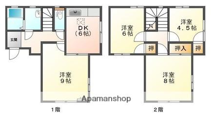 山陰本線 米子駅 徒歩9分 2階建 築31年(4DK)の間取り写真
