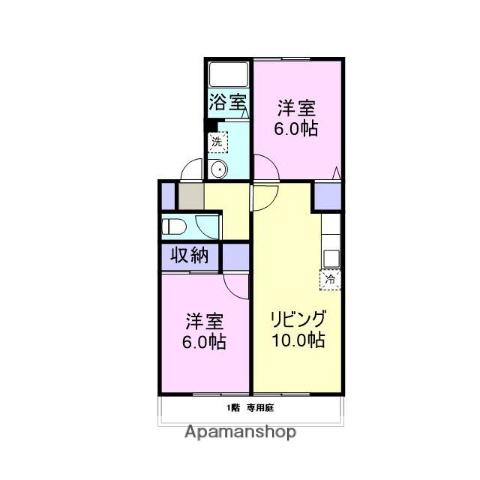 サンハイム井上C棟(2LDK/1階)の間取り写真