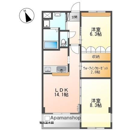 フレアマンション2(2LDK/2階)の間取り写真