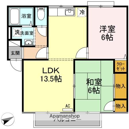 スティブルB棟(2LDK/2階)の間取り写真