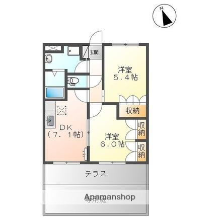 ライラック(2DK/1階)の間取り写真