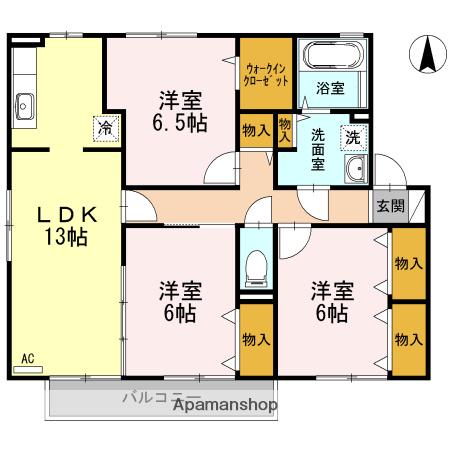 プラシードM(3LDK/2階)の間取り写真