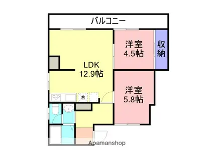 吉川マンション(2LDK/3階)の間取り写真