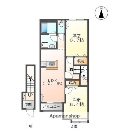 ピオニー(2LDK/2階)の間取り写真
