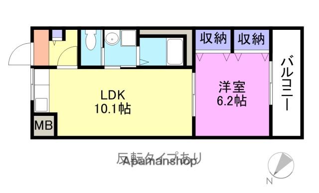 ピアコートB(1LDK/2階)の間取り写真