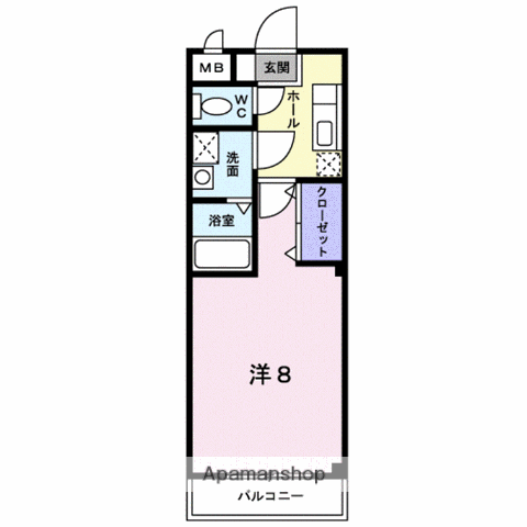 ピュアセルト森尾(1K/2階)の間取り写真