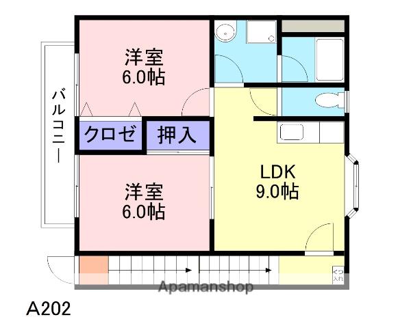 ラ・メゾン・スカイ・ウエストA棟(2LDK/2階)の間取り写真