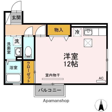 サンエクセルC棟(ワンルーム/1階)の間取り写真