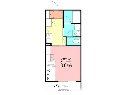 YNT第2マンション(1K/3階)の間取り写真