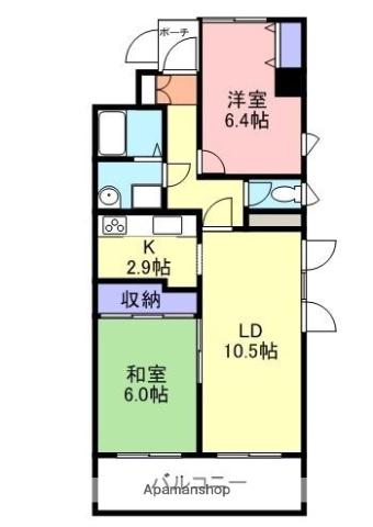 エクセレント米子(2LDK/7階)の間取り写真