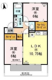 バームクーヘンC棟(2LDK/1階)の間取り写真