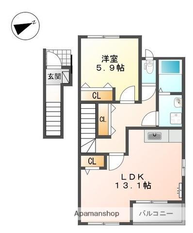 ケローネ(1LDK/2階)の間取り写真