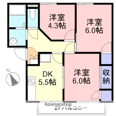 ワイズフラッツNO3(3DK/1階)の間取り写真