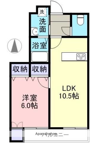 グランシティ A棟(1LDK/1階)の間取り写真