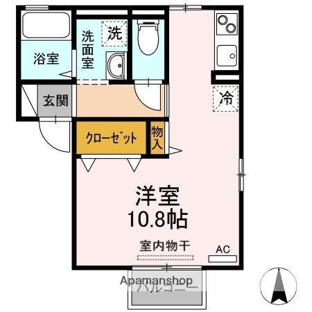 山陰本線 東山公園駅(鳥取) 徒歩6分 2階建 築22年(ワンルーム/2階)の間取り写真