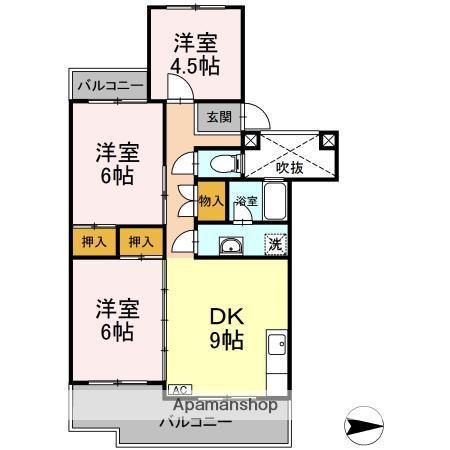 フジパレス米子(3DK/3階)の間取り写真