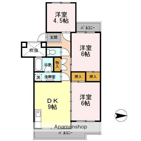 フジパレス米子(3DK/5階)の間取り写真