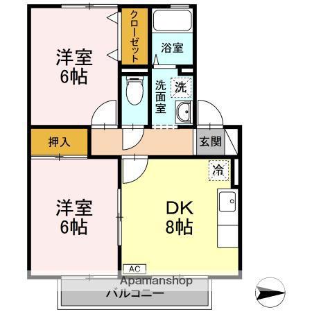 ストークシャルム原田(2DK/2階)の間取り写真