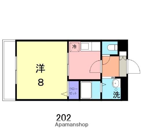 スカイマンションA棟(1DK/2階)の間取り写真