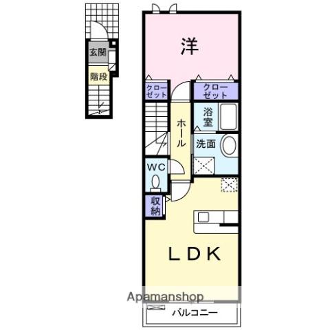 イルマーレ B(1LDK/2階)の間取り写真