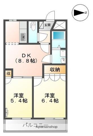 エレガントモレノ(2DK/1階)の間取り写真