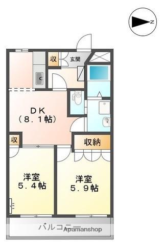 エレガントモレノ(2DK/1階)の間取り写真