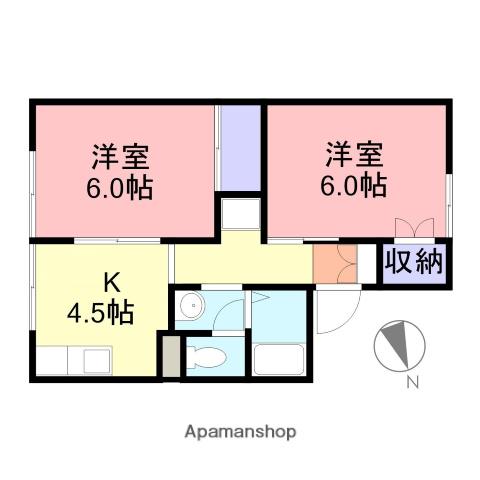 パレーシャル松本(2K/1階)の間取り写真
