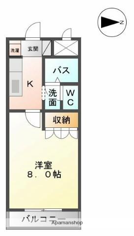 パークサイドしみず(1K/2階)の間取り写真