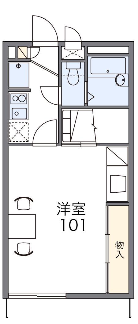 レオパレスソレイユ富益(1K/1階)の間取り写真