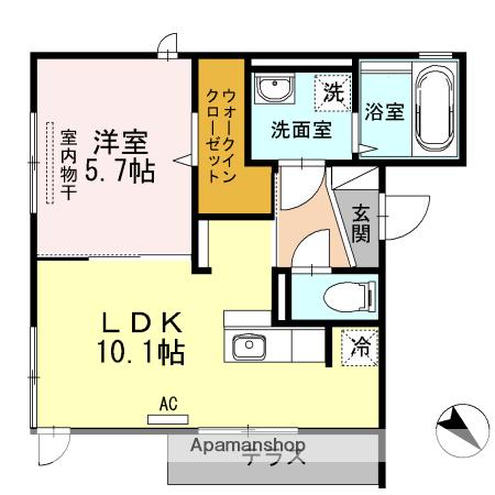 セジュールオッツ目久美(1LDK/1階)の間取り写真