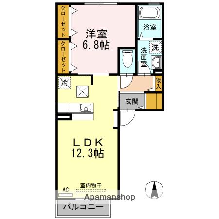 スカイスクレーパーセカンド(1LDK/1階)の間取り写真