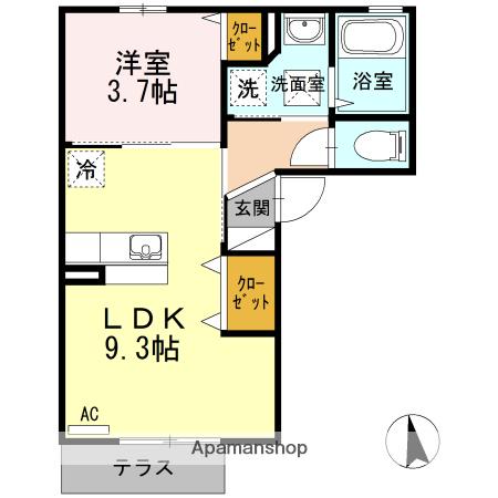 アズール・マムA(1LDK/1階)の間取り写真