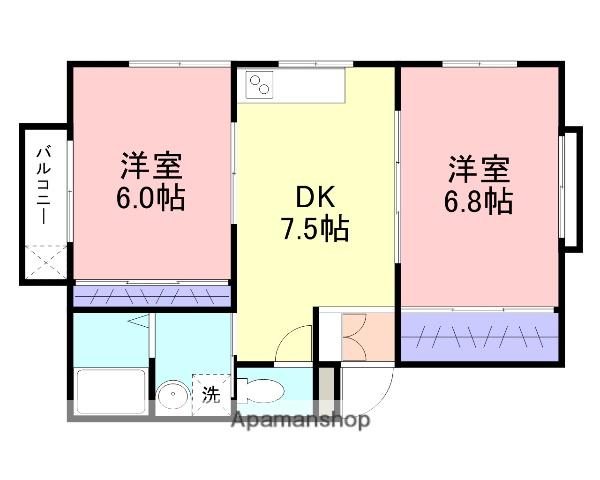 プランドールY(2DK/1階)の間取り写真