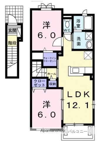 ジールマルマツⅣ(2LDK/2階)の間取り写真