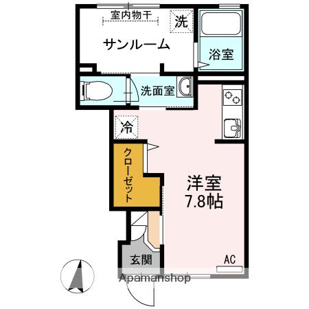 グランメゾン祇園(ワンルーム/1階)の間取り写真